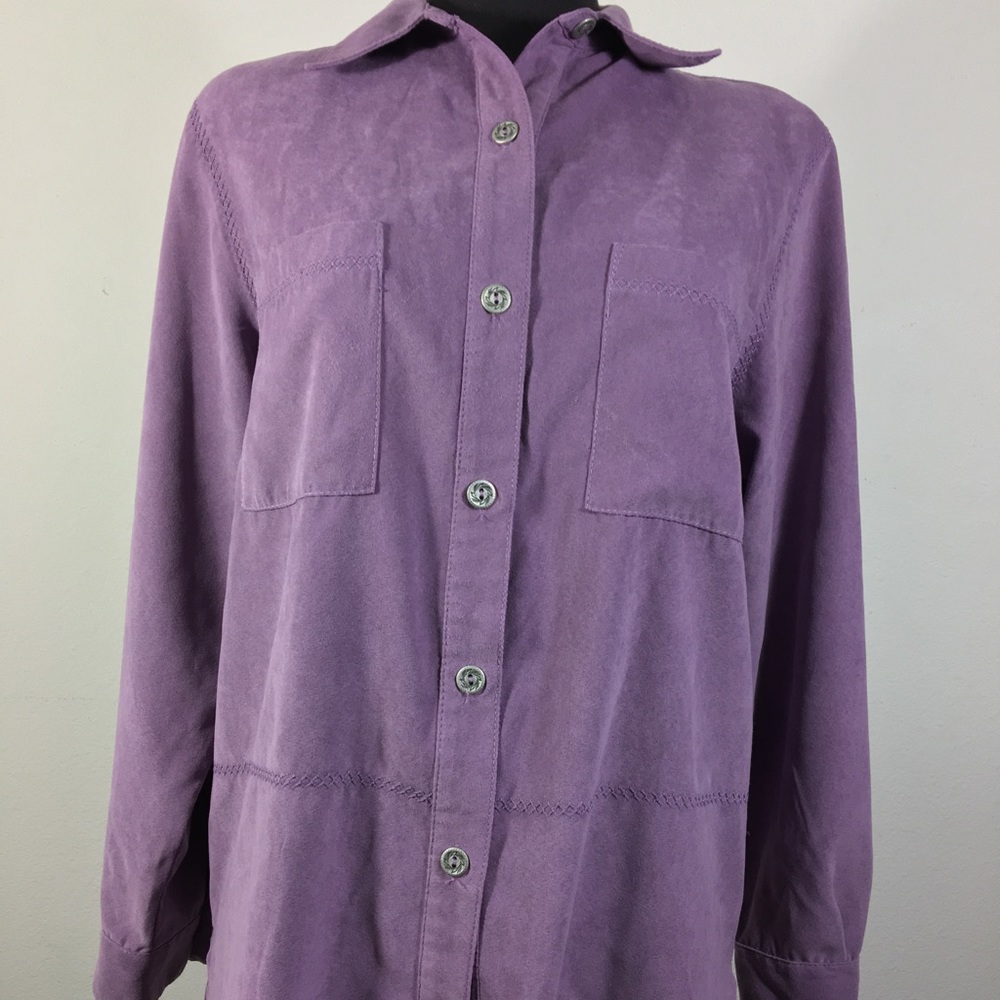 Alfred Dunner Lavender Faux Suede Long Sleeve Sz 8
